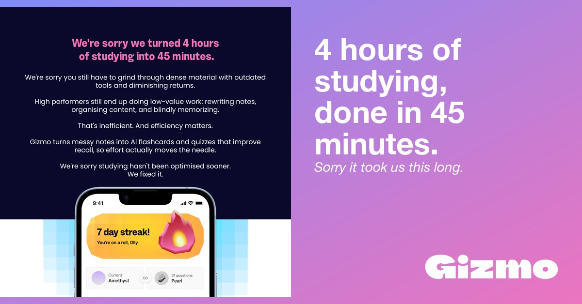 4 hours of studying, done in 45 minutes.