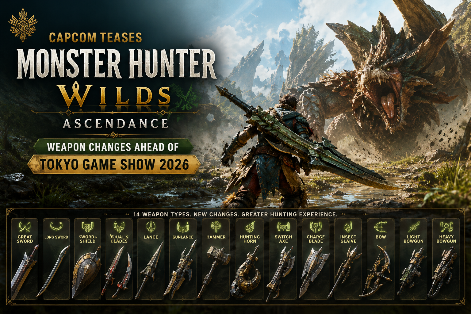 Capcom Teases Monster Hunter Wilds Ascendance Weapon Changes Ahead of Tokyo Game Show 2026