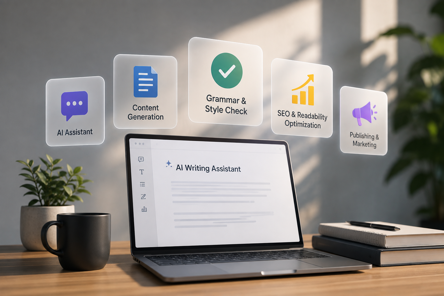 The Best AI Writing Tools in 2026 — KLYROO laptop editorial image