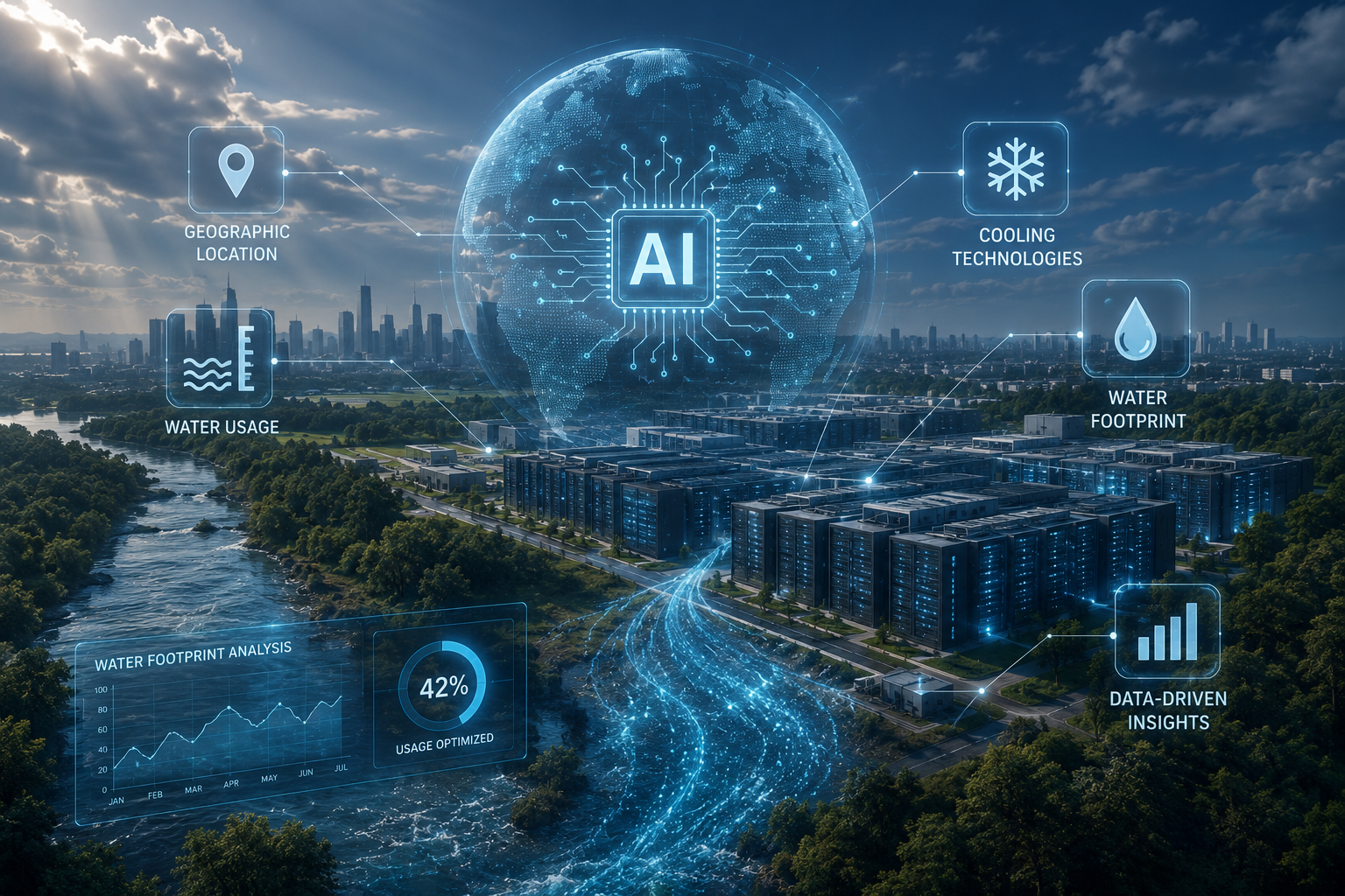 Rising Water Footprint of AI: Geographic Factors and Cooling Technologies